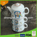 stackable tea pot, ceramic tea pot with cartoon design, porcelain tea set